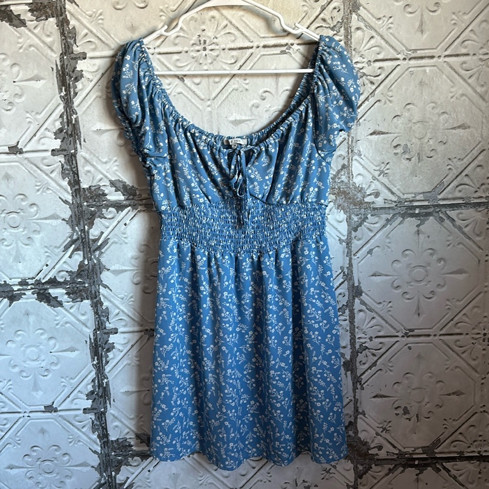 Love Tree Blue Floral Mini Dress